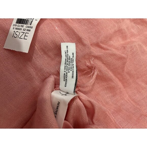 Loft Linen Blend Tasseled Long Scarf One Size Ombre Color Coral - Picture 5 of 8